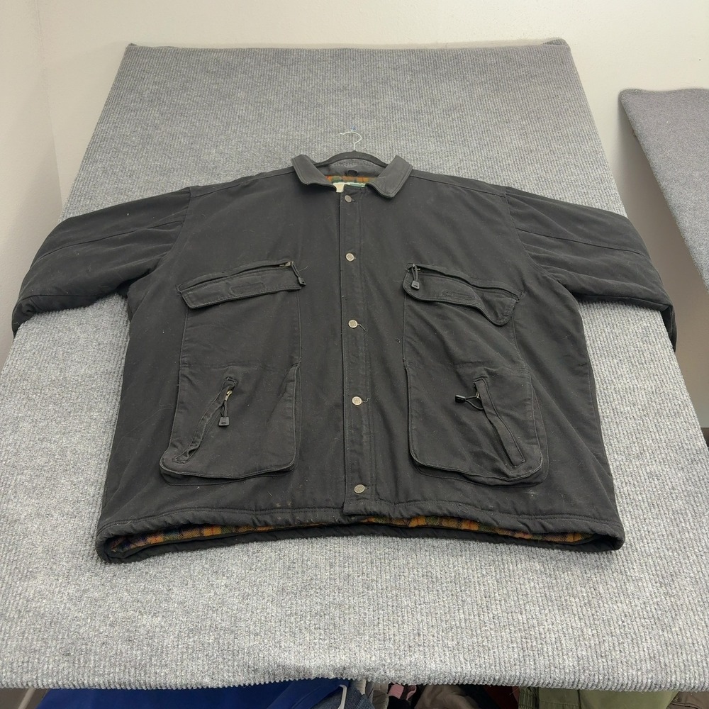 Vintage WearGuard Jacket Mens 3XL Black Cotton Plaid Lined Insulated Workwear